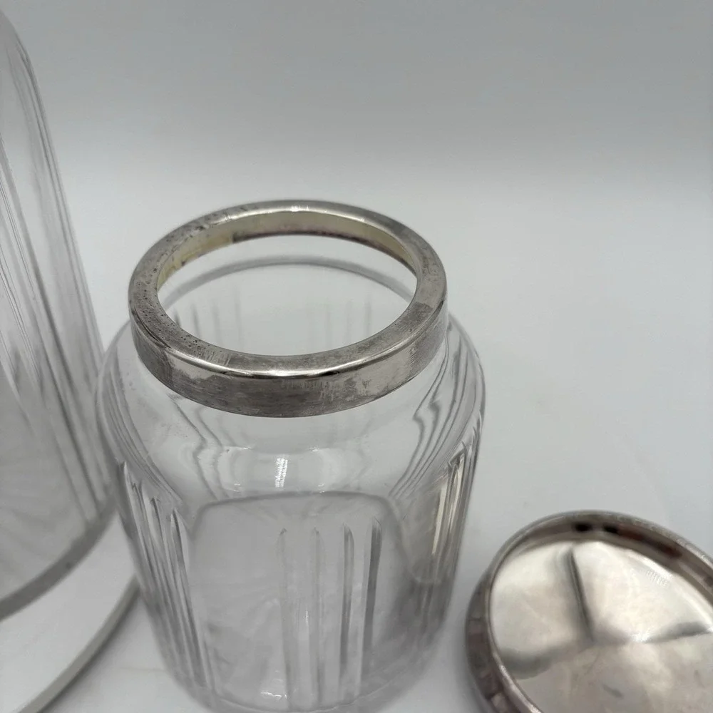 Two Piece Vintage Hoosier Ribbed Glass Canister Set 7